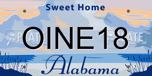 OINE18 Alabama License Plate