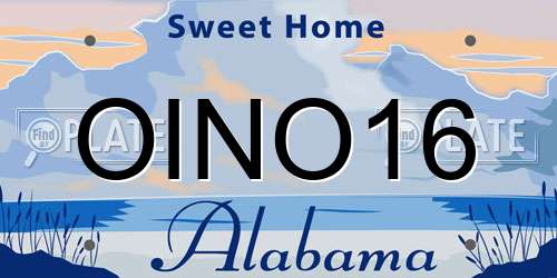 OINO16 Alabama License Plate