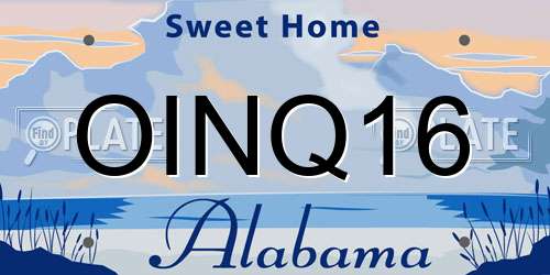 OINQ16 Alabama License Plate
