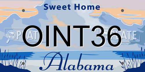 OINT36 Alabama License Plate