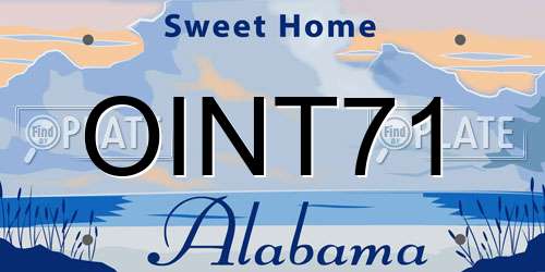 OINT71 Alabama License Plate