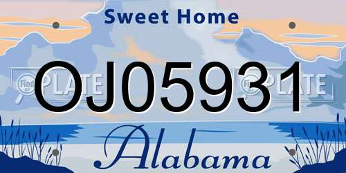 OJ05931 Alabama License Plate