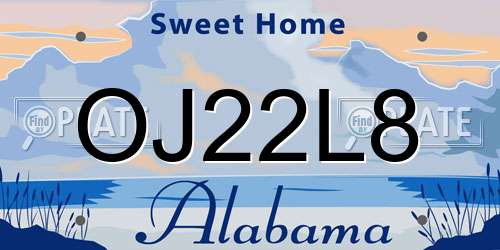 OJ22L8 Alabama License Plate
