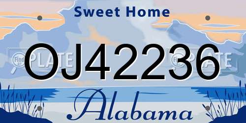 OJ42236 Alabama License Plate