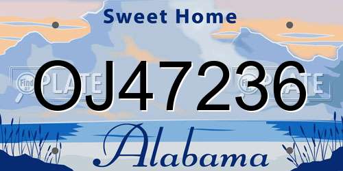 OJ47236 Alabama License Plate