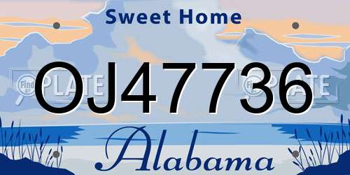 OJ47736 Alabama License Plate