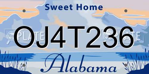 OJ4T236 Alabama License Plate