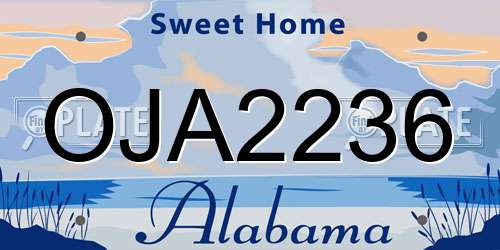 OJA2236 Alabama License Plate