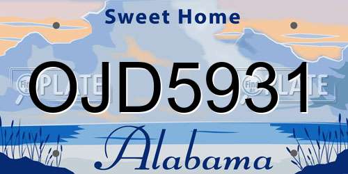 OJD5931 Alabama License Plate