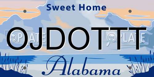 OJDOTTT Alabama License Plate