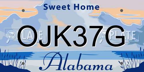 OJK37G Alabama License Plate