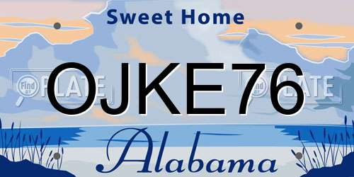 OJKE76 Alabama License Plate