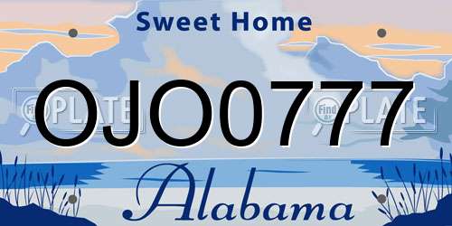 OJO0777 Alabama License Plate