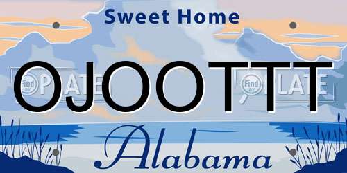 OJOOTTT Alabama License Plate