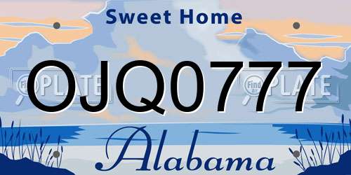 OJQ0777 Alabama License Plate