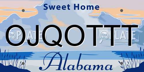 OJQOTTT Alabama License Plate