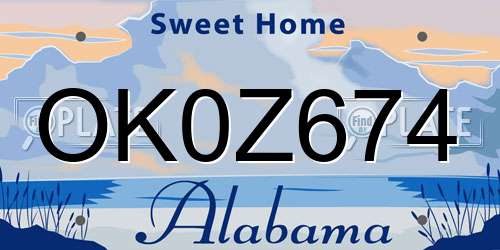 OK0Z674 Alabama License Plate