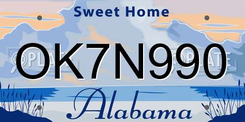 OK7N990 Alabama License Plate