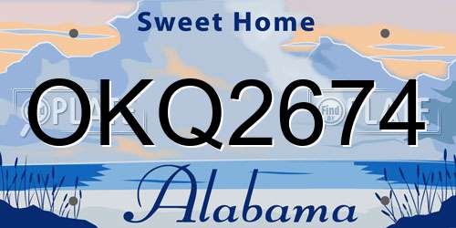 OKQ2674 Alabama License Plate