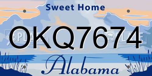 OKQ7674 Alabama License Plate