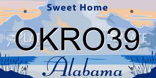 OKRO39 Alabama License Plate