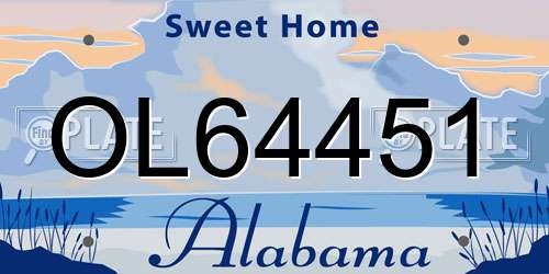 OL64451 Alabama License Plate