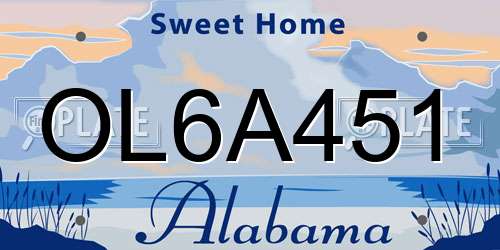 OL6A451 Alabama License Plate