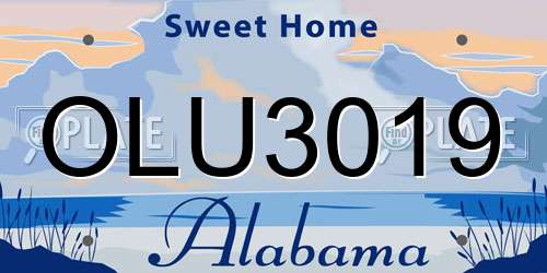 OLU3019 Alabama License Plate