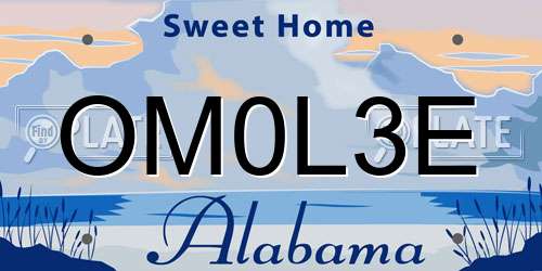 OM0L3E Alabama License Plate