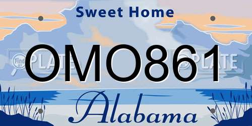 OMO861 Alabama License Plate