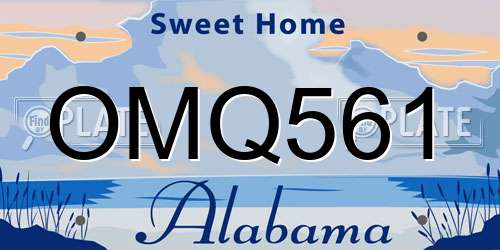 OMQ561 Alabama License Plate