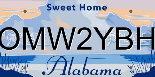 OMW2YBH Alabama License Plate