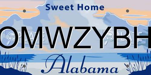 OMWZYBH Alabama License Plate