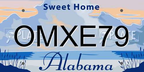 OMXE79 Alabama License Plate