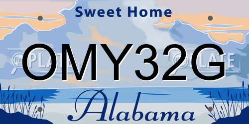 OMY32G Alabama License Plate