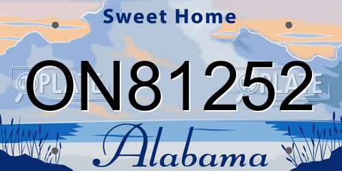 ON81252 Alabama License Plate