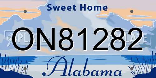 ON81282 Alabama License Plate