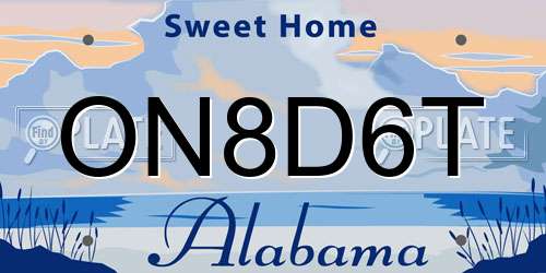 ON8D6T Alabama License Plate