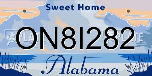 ON8I282 Alabama License Plate