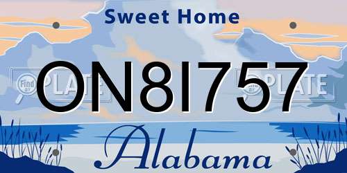 ON8I757 Alabama License Plate