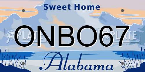 ONBO67 Alabama License Plate