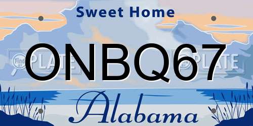 ONBQ67 Alabama License Plate