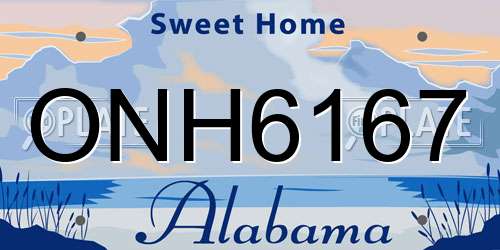 ONH6167 Alabama License Plate