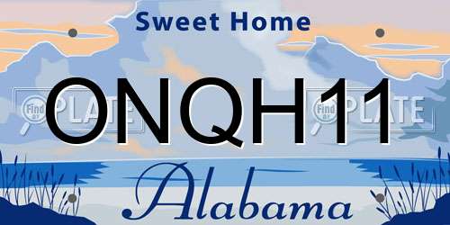 ONQH11 Alabama License Plate
