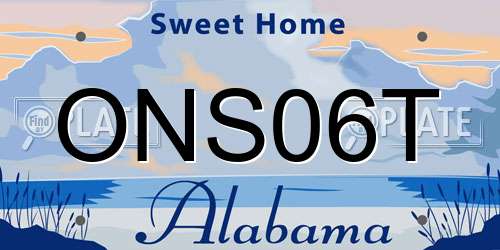 ONS06T Alabama License Plate