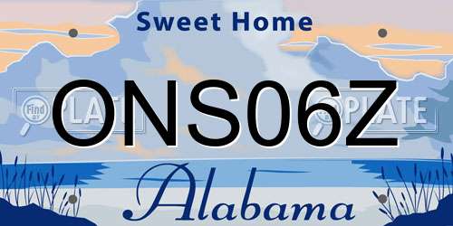 ONS06Z Alabama License Plate