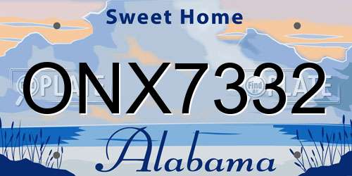ONX7332 Alabama License Plate
