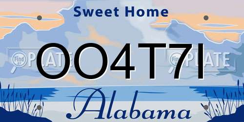 OO4T7I Alabama License Plate