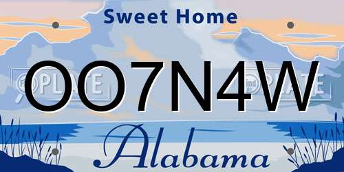 OO7N4W Alabama License Plate