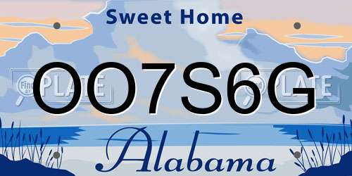 OO7S6G Alabama License Plate